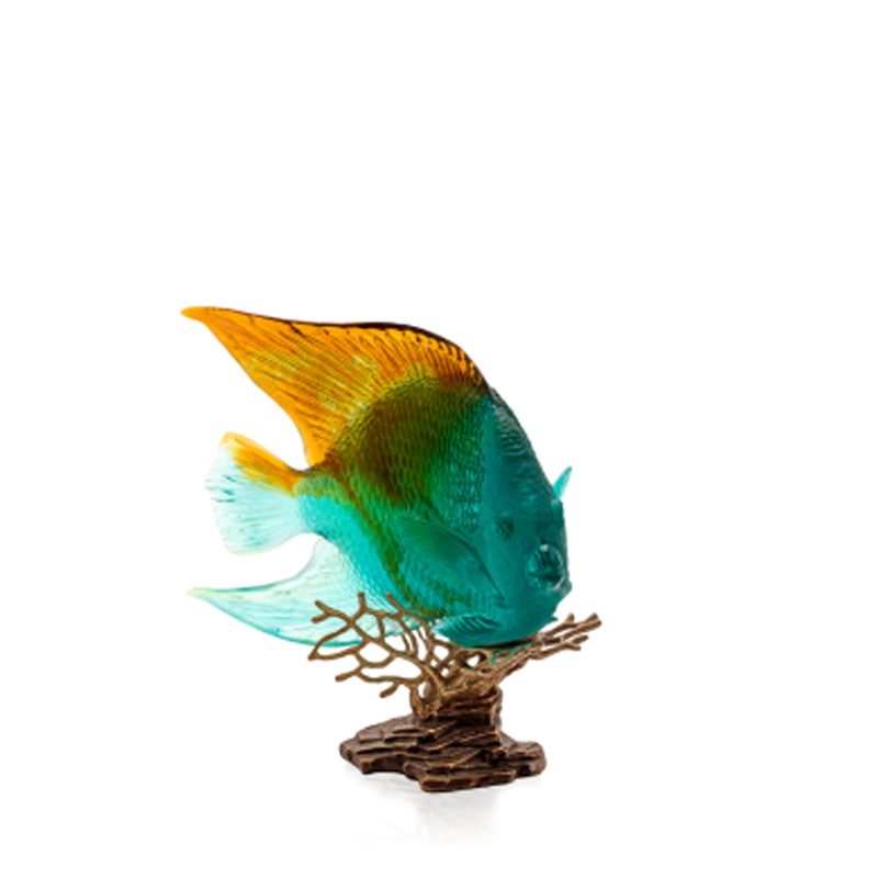 Ange royal ambre vert 05729 Poisson - Daum