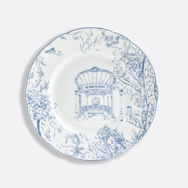 Assiette à dessert Bleue / gris 1980/17 Tout Paris - Bernardaud