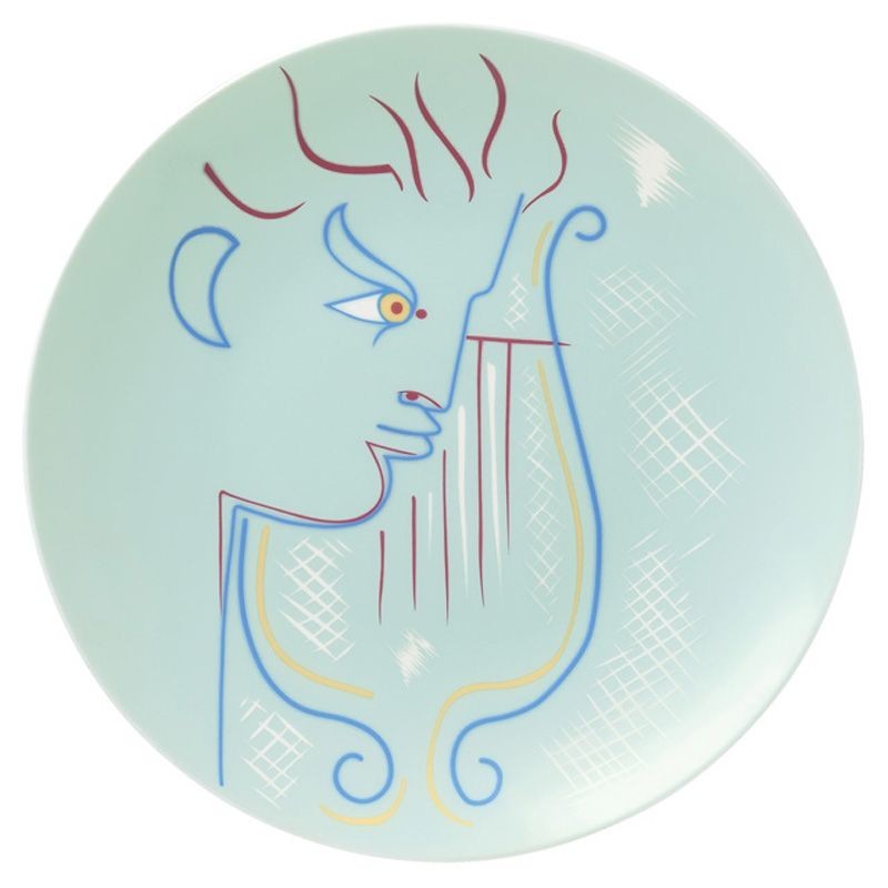 Assiette à dessert coupe Orphée à la lyre vert 0662-15-113021 Jean Cocteau - Raynaud