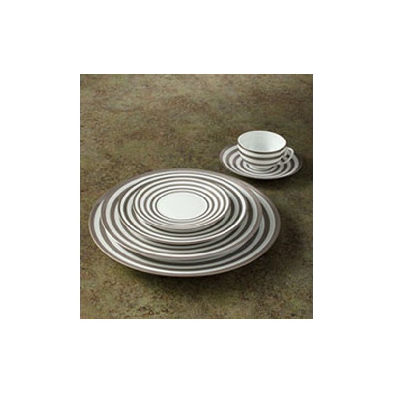 Assiette à dessert Hémisphère rayé platine - J.L.Coquet