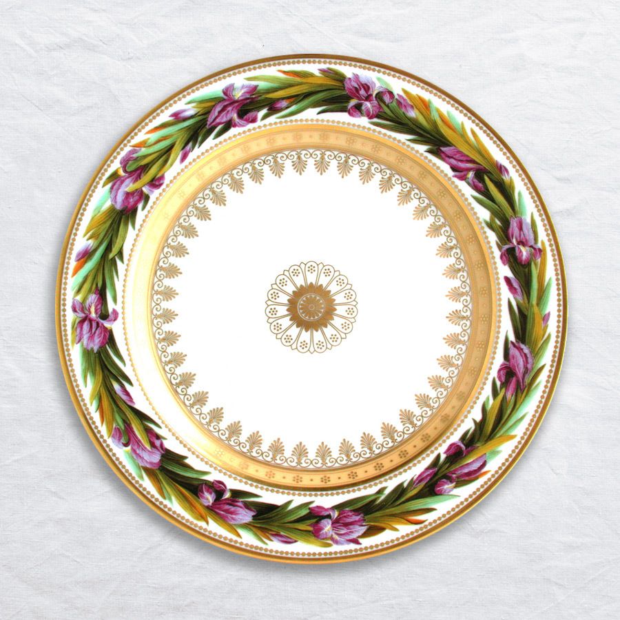 Assiette à dessert Iris naine à fleurs violettes L608/6847 Botanique - Ancienne Manufacture Royale