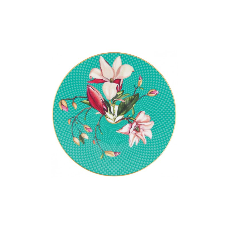 Assiette à dessert Magnolia turquoise (Sans coffret) Trésor fleuri - Raynaud