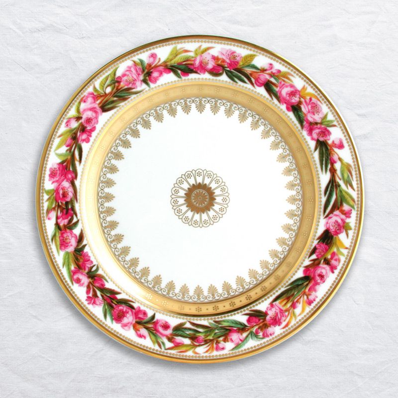 Assiette à dessert Pêcher à fleurs doubles L608/6848 Botanique - Ancienne Manufacture Royale