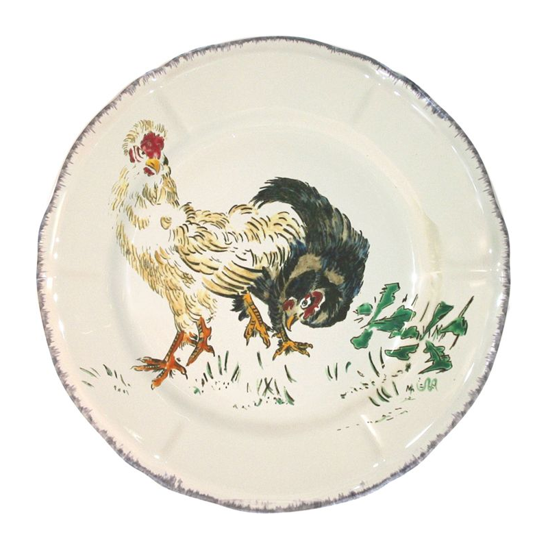 Assiette à dessert Poules nègre-soie 0113CD0826 Grands Oiseaux - Gien