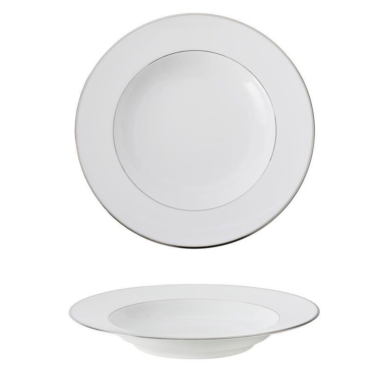 Assiette creuse à aile B07636125 Albi platine porcelaine - Christofle
