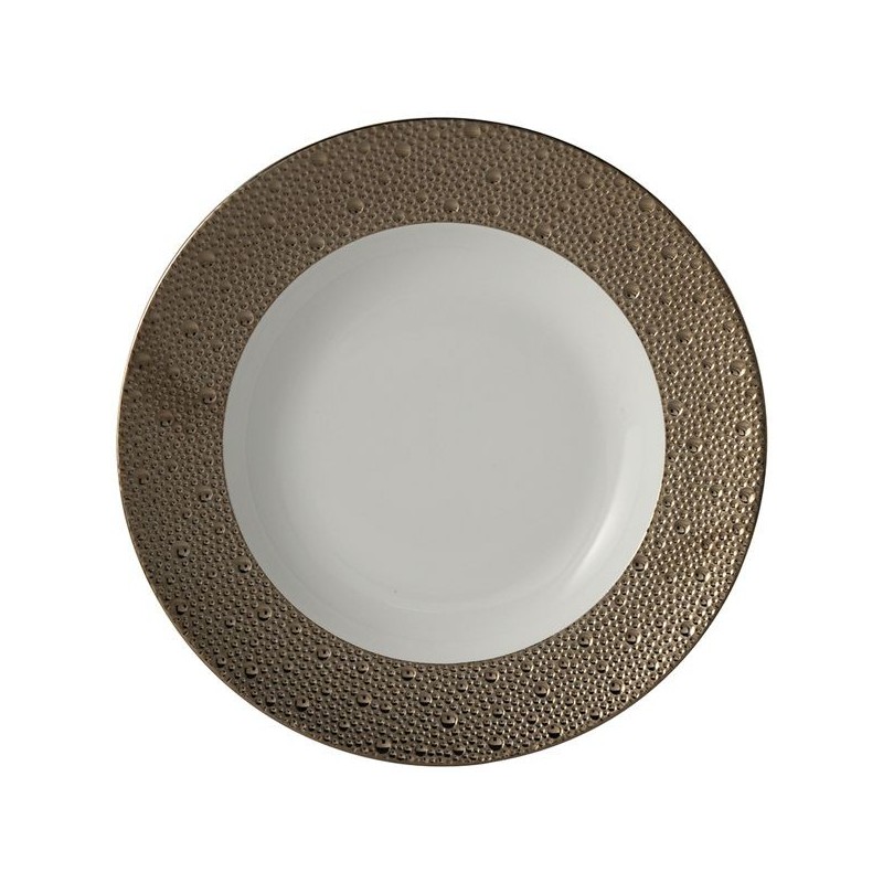 Assiette creuse à aile 1721/20449 Ecume platine - Bernardaud