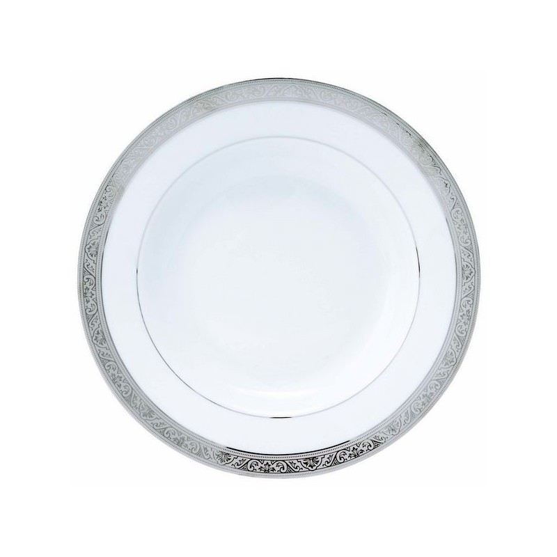 Assiette creuse à aile extra 022486 Royal Trianon platine - Deshoulières