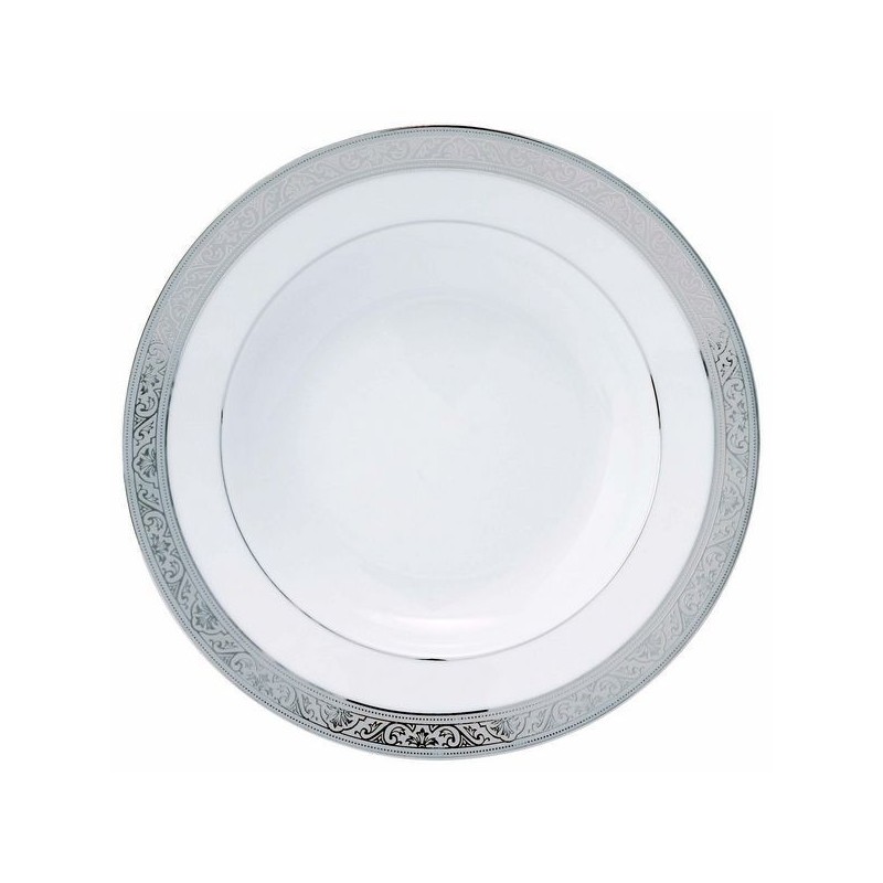 Assiette creuse à aile 012920 Royal Trianon platine - Deshoulières