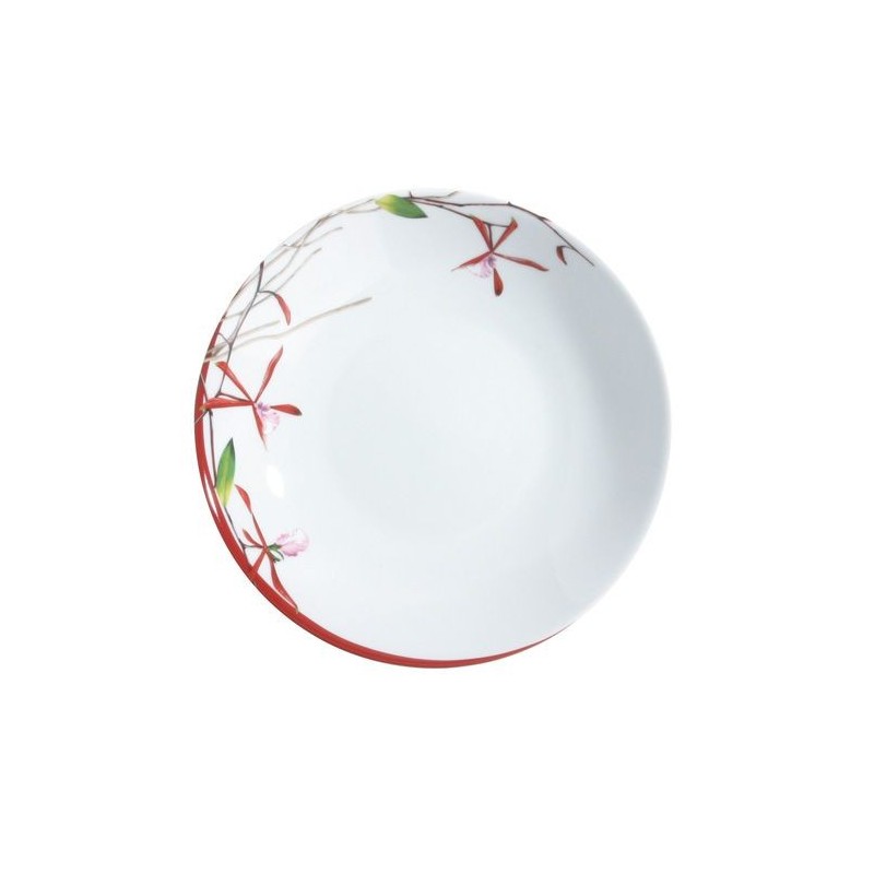 Assiette creuse calotte Exotica rose et vert - Deshoulires  42,00 €