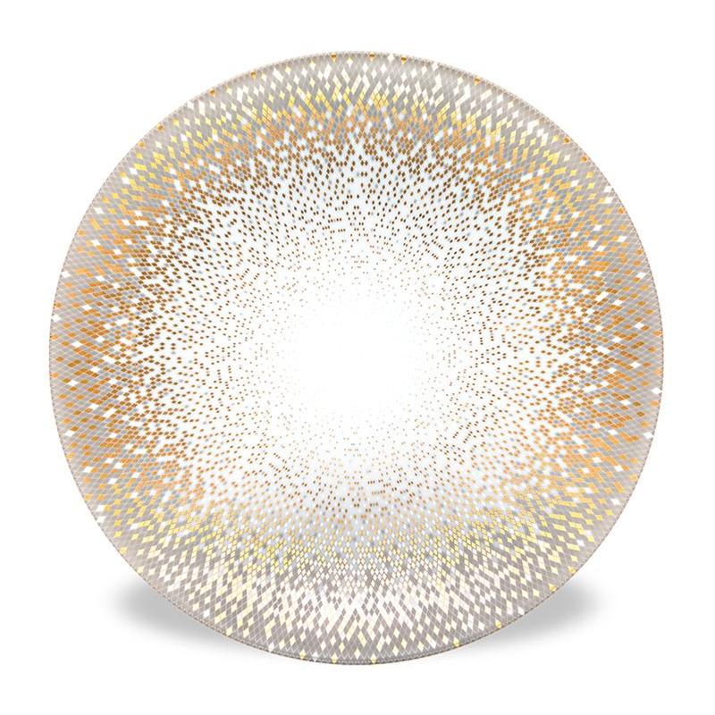 Assiette de présentation grise/or Souffle d'Or - Haviland