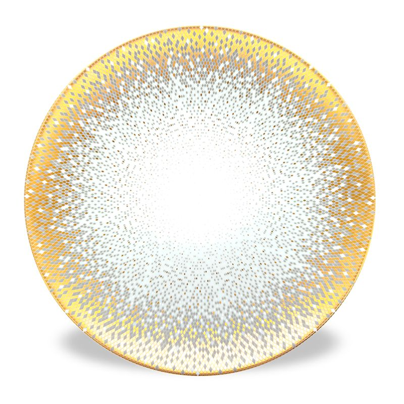 Assiette de présentation or/grise Souffle d'Or - Haviland