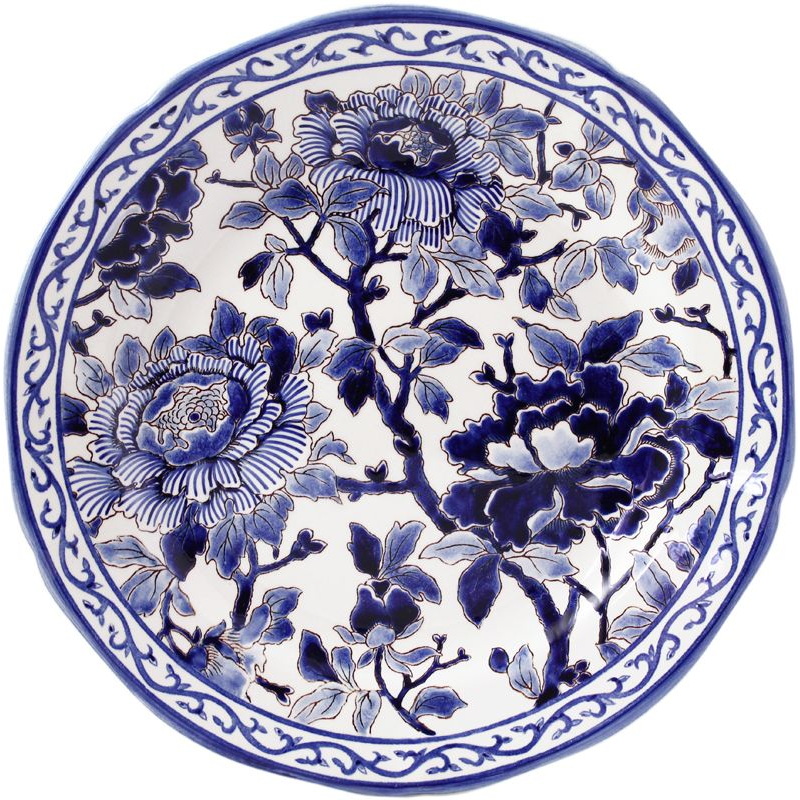 Assiette plate 1665CAEX48 Pivoines bleues - Gien
