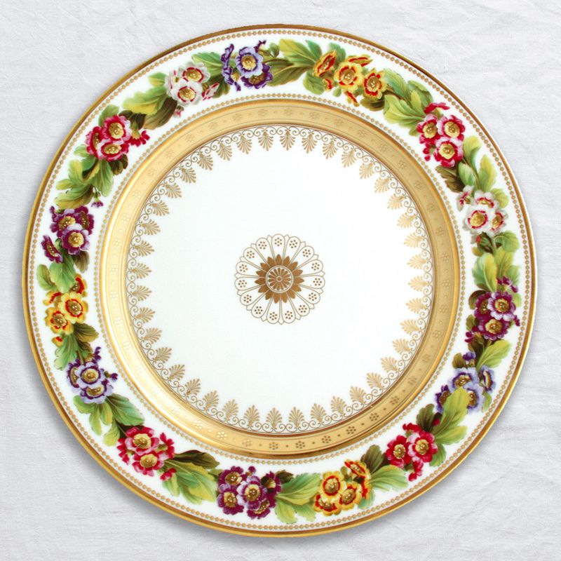 Assiette plate Primevère auricule L608/6844 Botanique - Ancienne Manufacture Royale