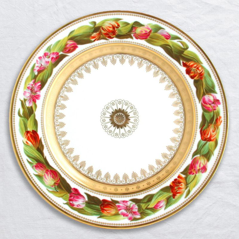 Assiette plate Tulipes L608/6845 Botanique - Ancienne Manufacture Royale