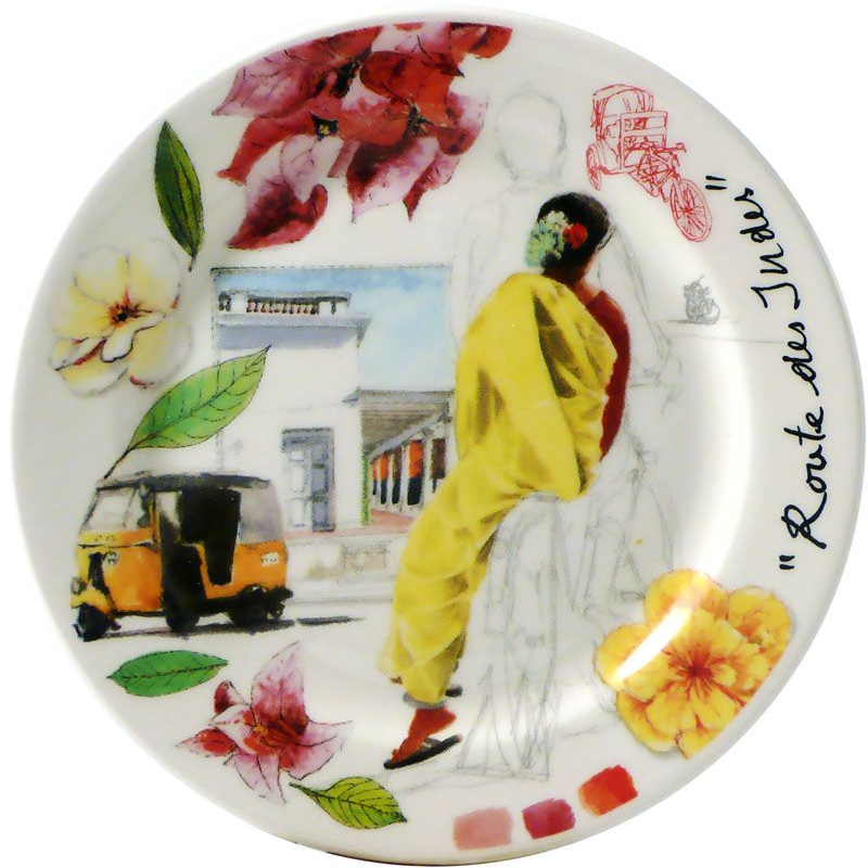 Boite/2 assiettes mignardises 1748C02L20 Route des Indes - Gien