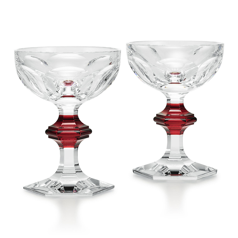 Set/2 champagne red knob saucer 2814393 Harcourt - Baccarat