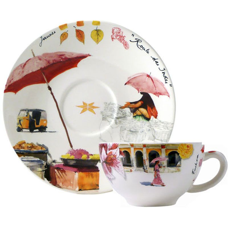 Boite/2 tasses et soucoupes à déjeuner 17822PTA01 Route des Indes - Gien
