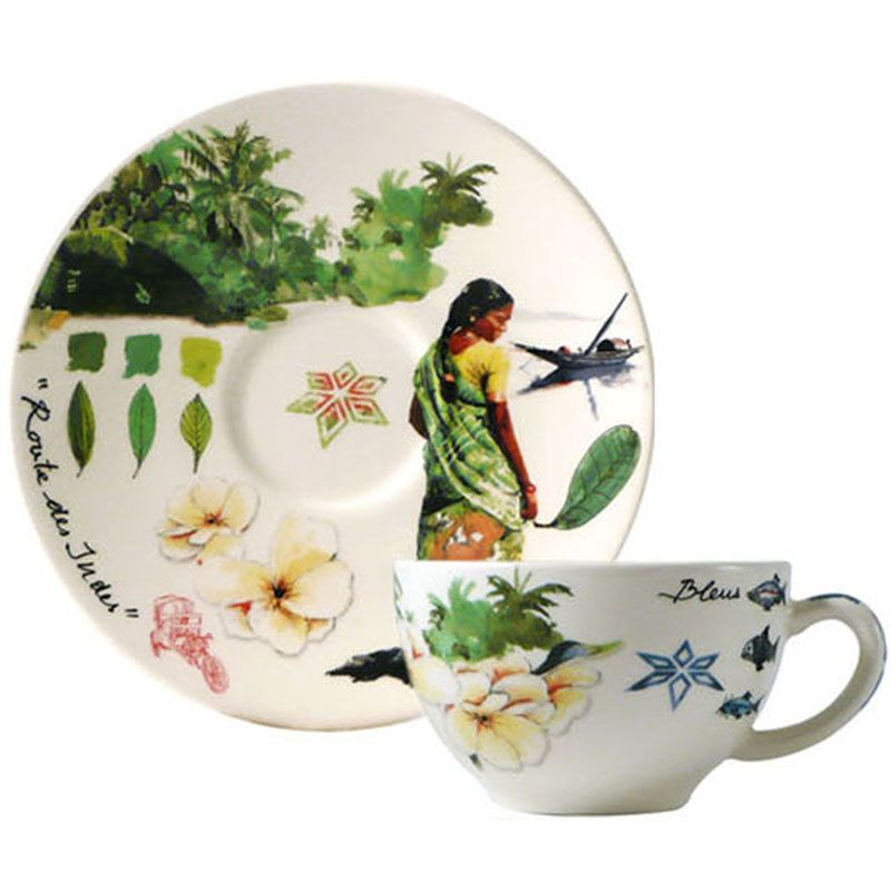 Boite/2 tasses et soucoupes à thé 17482PTH01 Route des Indes - Gien