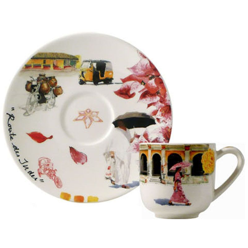 Boite/2 tasses et soucoupes café 17482PTM01 Route des Indes - Gien
