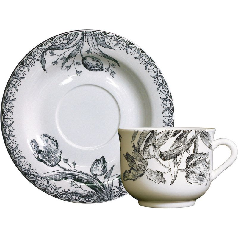Boite/2 Tasses et soucoupes déjeuner 17012PTA50 Tulipes noires - Gien