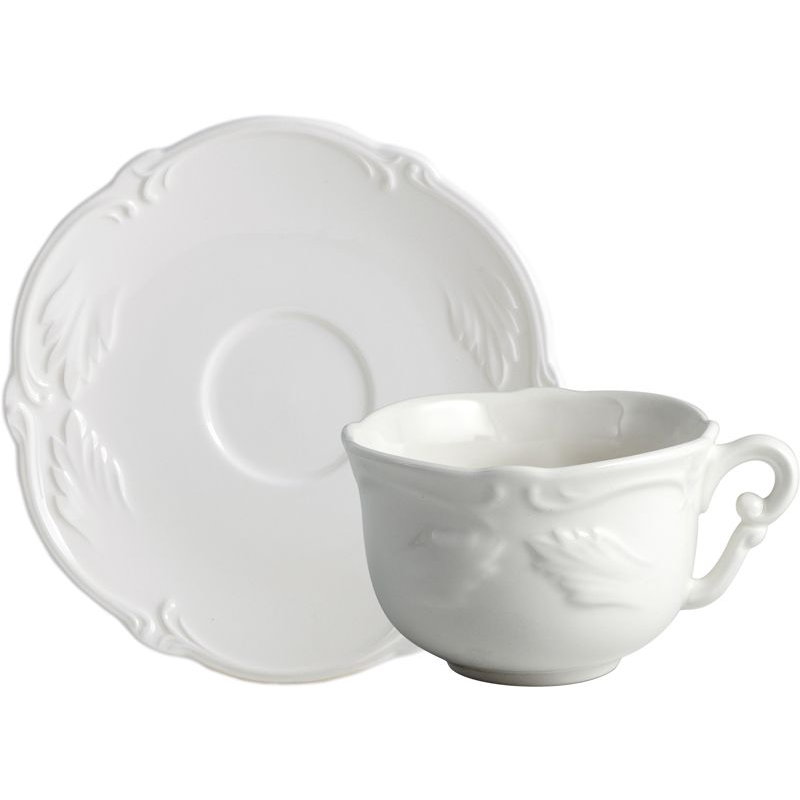 Boite/2 Tasses et soucoupes déjeuner 18002PTA14 Rocaille blanc - Gien