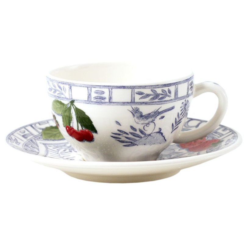 Boite/2 Tasses et soucoupes thé 12922PTH01 Oiseau bleu fruits - Gien