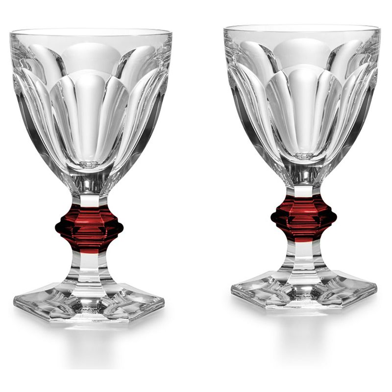 Set/2 watergoblet red knob 2810590 Harcourt - Baccarat
