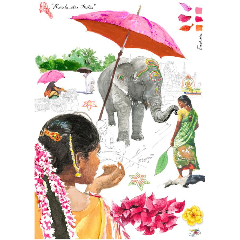 Boîte/2 Torchons 8010RITO02 Route des Indes - Gien