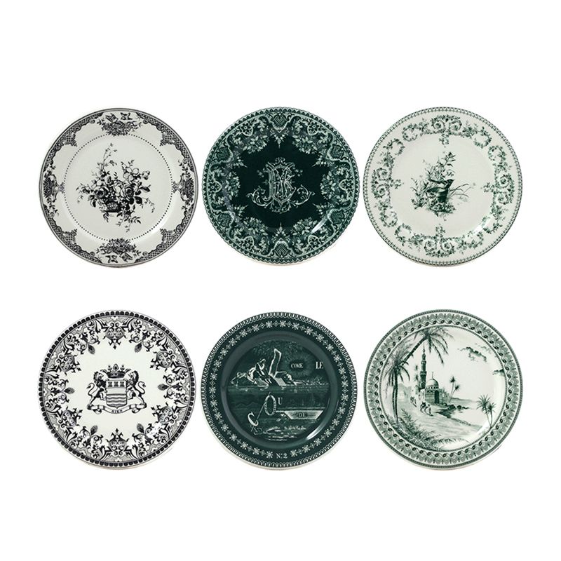 Boîte/6 Assiettes à mignardises assorties 1841C6DB20 Les Dépareillées vert - Gien