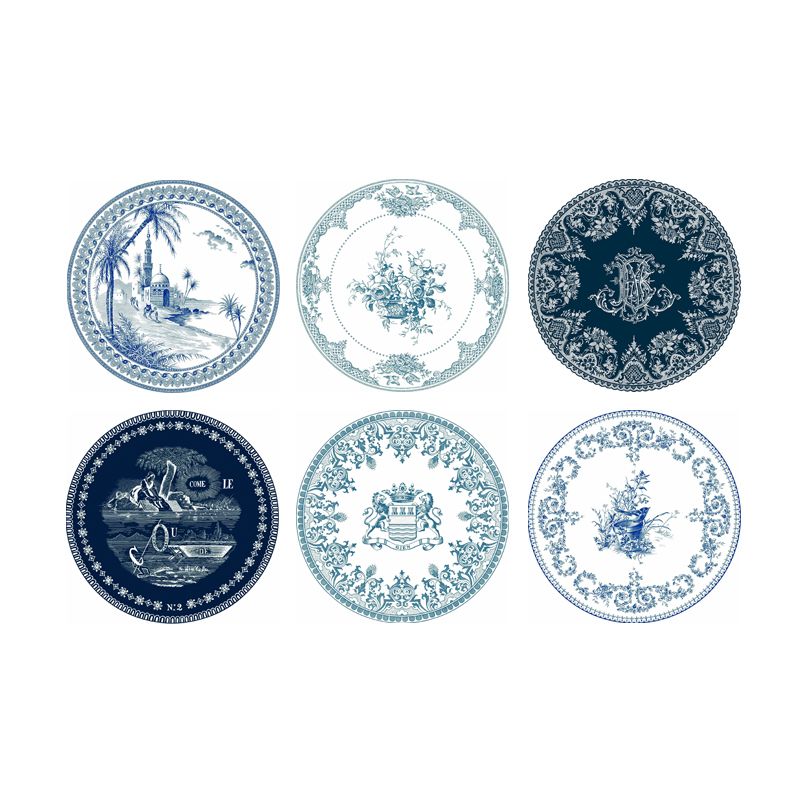 Boîte/6 Assiettes à mignardises assorties 1849C6DB20 Les Dépareillées bleu - Gien