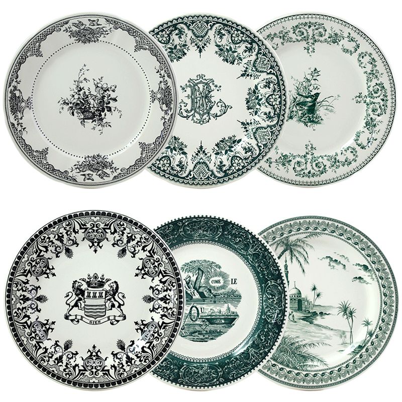Boîte/6 Assiettes plates assorties 1841B6AM26 Les Dépareillées vert - Gien