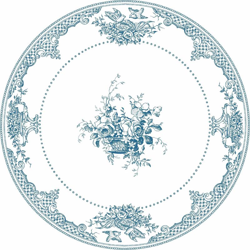 Boîte/4 Assiettes plates Fleurs 1849B4M126 Les Dépareillées bleu - Gien