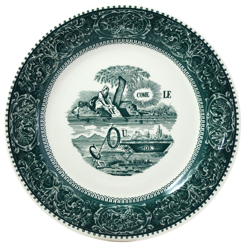 Boîte/4 Assiettes plates Rébus 1841B4M550 Les Dépareillées vert - Gien