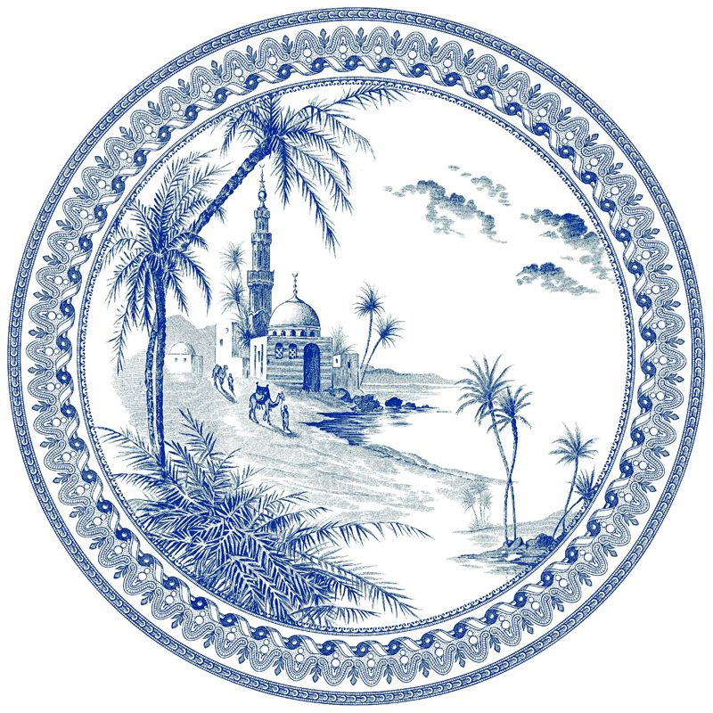 Boîte/4 Assiettes plates vues d'Orient 1849B4M650 Les Dépareillées bleu - Gien