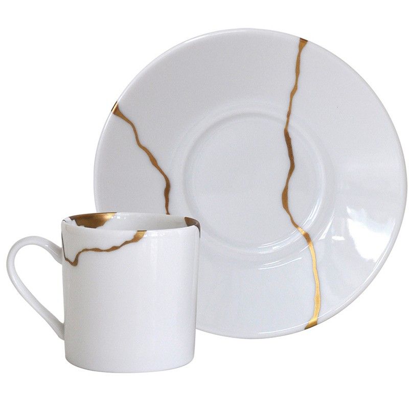 Service à Café Bernardaud Collection Bulle - 6 Tasses Et Soucoupes, Porcelaine Blanche, Vintage