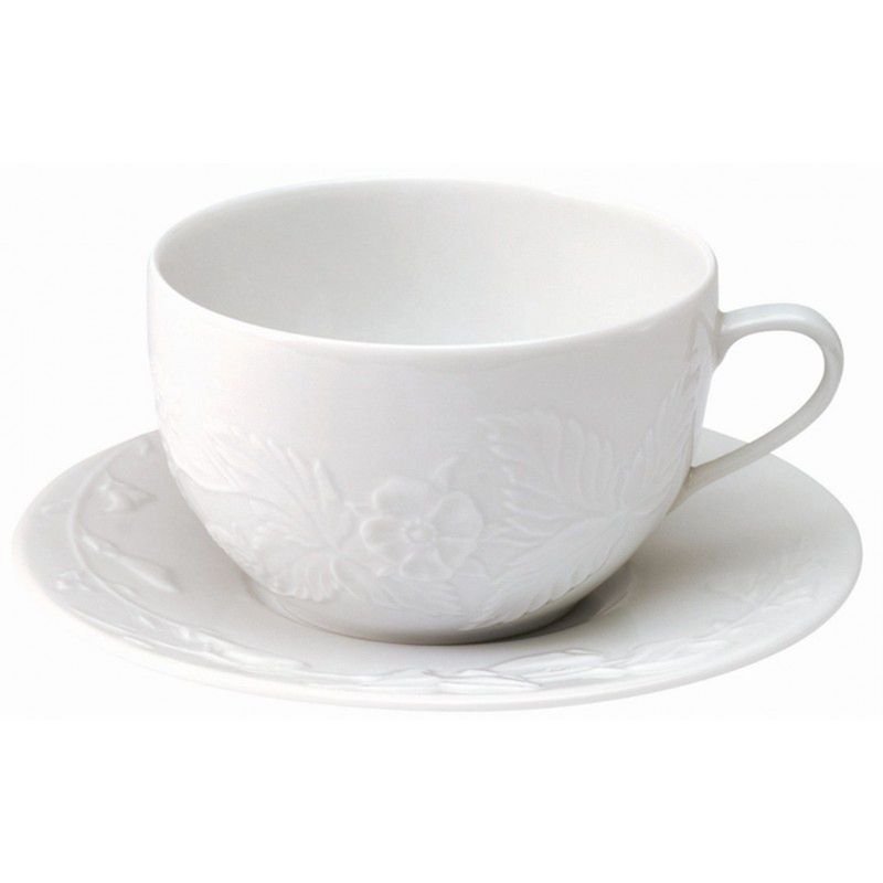Boite/6 tasses et soucoupes à déjeuner fraises des bois 002501 Promenade - Deshoulières