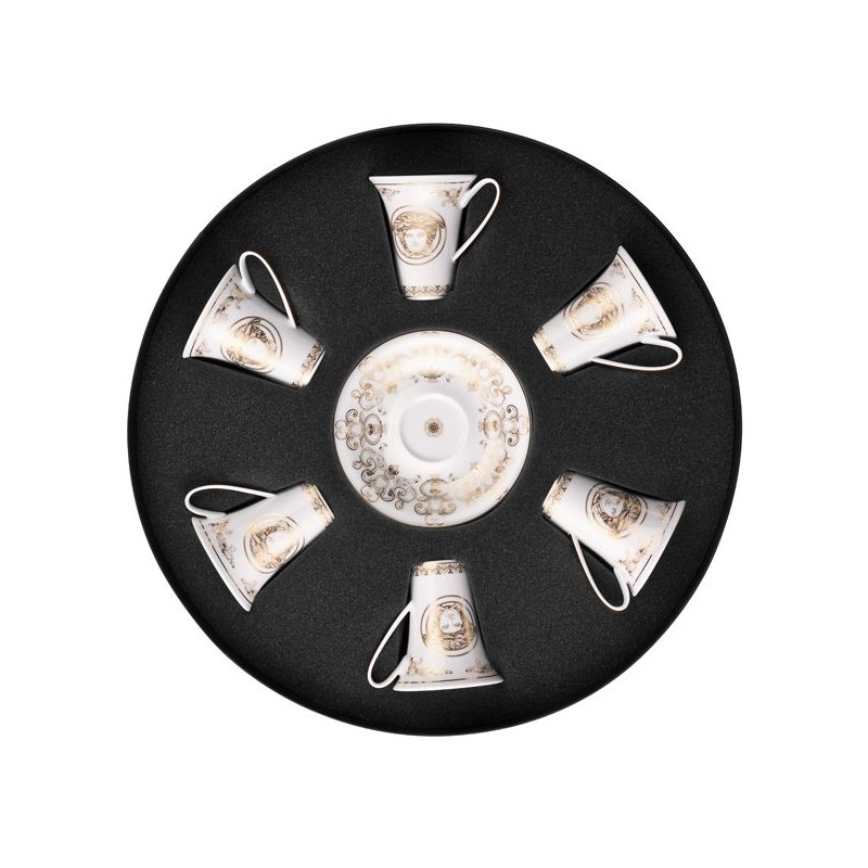 Boite/6 tasses et soucoupes à expresso OR Medusa Gala - Versace