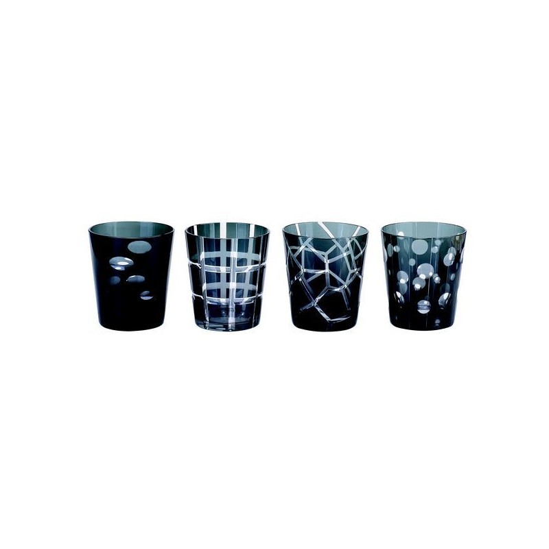 Boite de 4 gobelets noir Geometry - MD Crystal