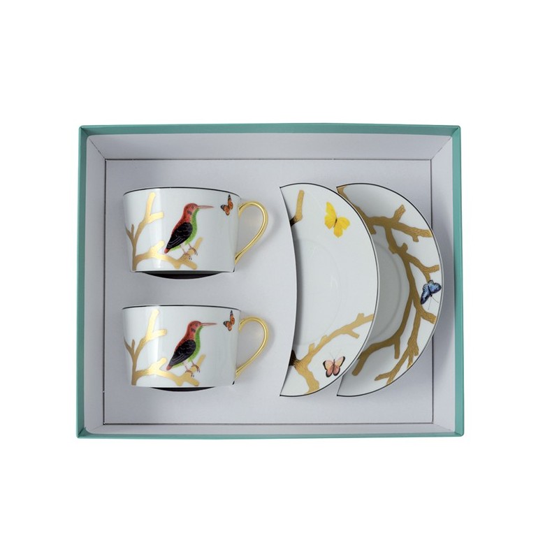 Coffret/2 tasses et soucoupes à déjeuner 2488/83-2 Aux oiseaux - Bernardaud