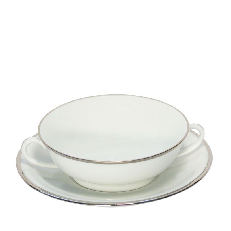 Bol et soucoupe à bouillon Orsay platine - Haviland