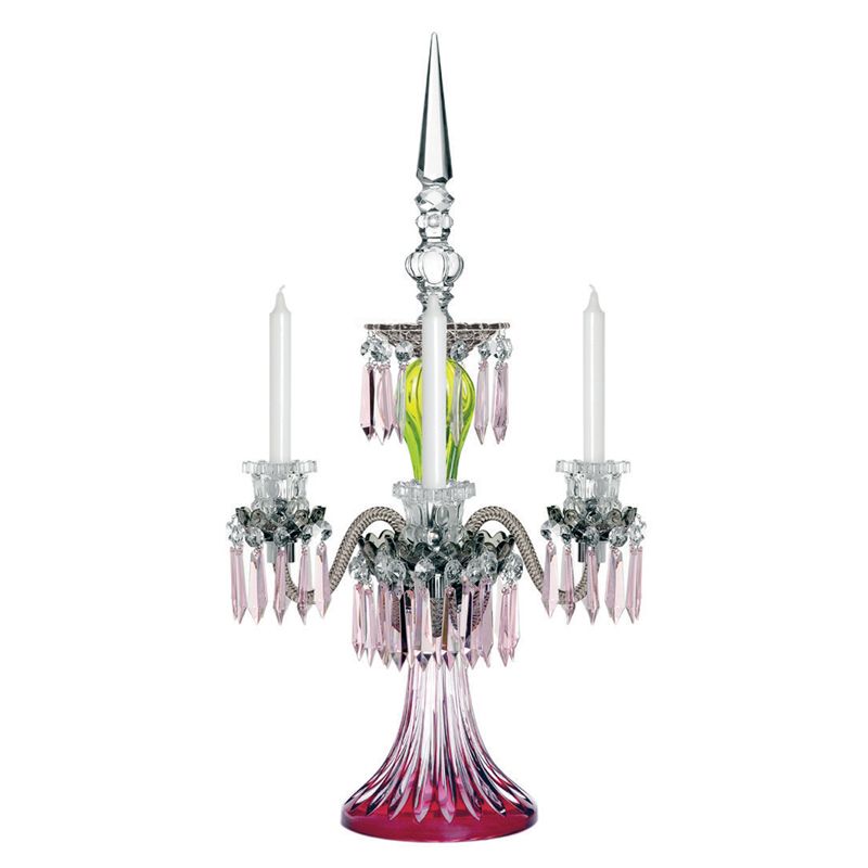 Candélabre 3 bougies Améthyste/Chartreuse/Flanelle 3S03250P0 Arlequin  - Saint Louis