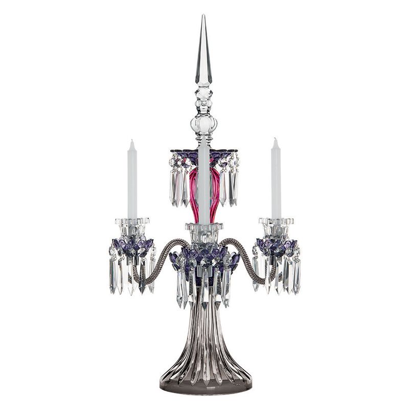 Candélabre 3 bougies Améthyste/Violet/Flanelle 3V03250J0 Arlequin - Saint Louis