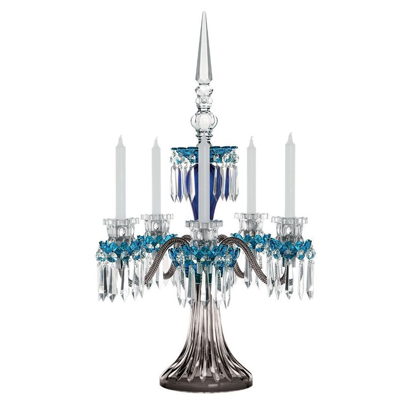 Candélabre 5 bougies Bleu clair/Bleu Foncé/Flanelle 3U05250J0 Arlequin - Saint Louis