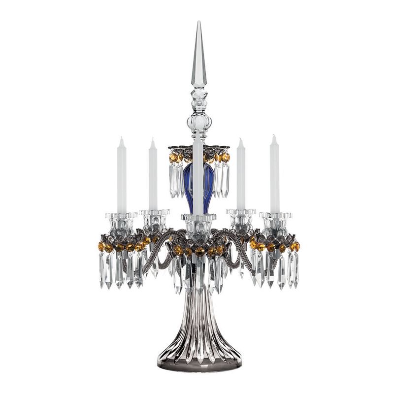 Candélabre 5 bougies Bleu Foncé/Noir/Flanelle 3R0525060 Arlequin - Saint Louis