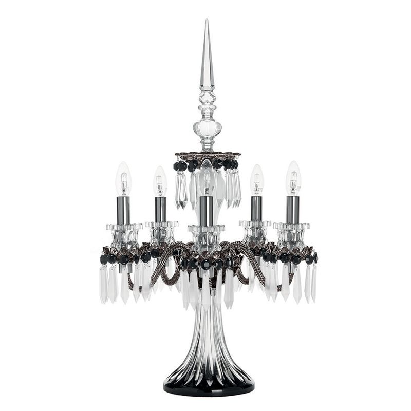 Candélabre 5L Noir/Cristal satiné/Flanelle 3T05350S0 US Arlequin - Saint Louis