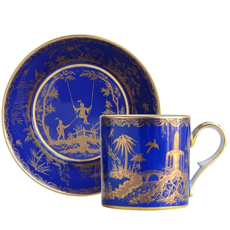 Chinoiserie fond bleu L693/4519 Tasses Historiques - Ancienne Manufacture Royale