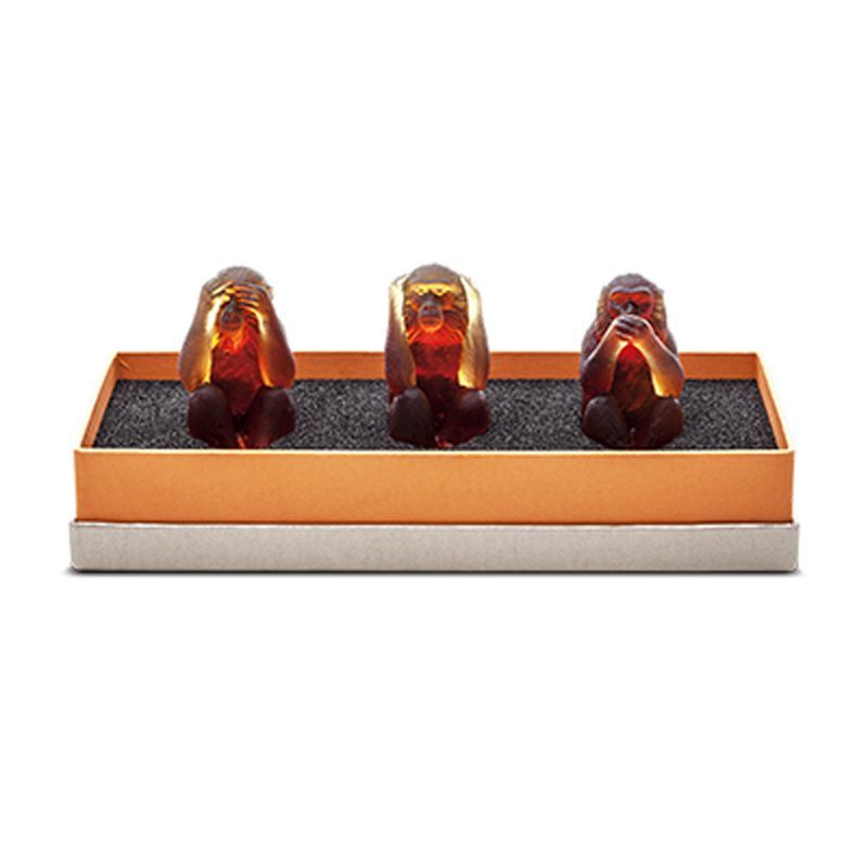 Coffret/3 singes ambre 05431/C Singe - Daum