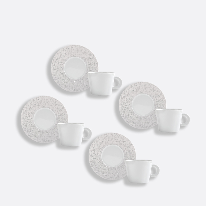 Coffret/4 Tasses et soucoupes à thé 1975/22666 Ecume Perle - Bernardaud