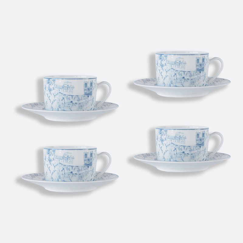 Coffret/4 Tasses et soucoupes à thé 1980/22666 Tout Paris - Bernardaud