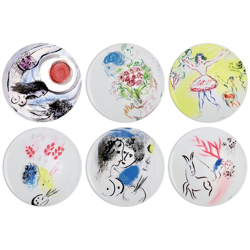 Coffret/6 assiettes plates 0088/13-6 Marc Chagall collection - Bernardaud